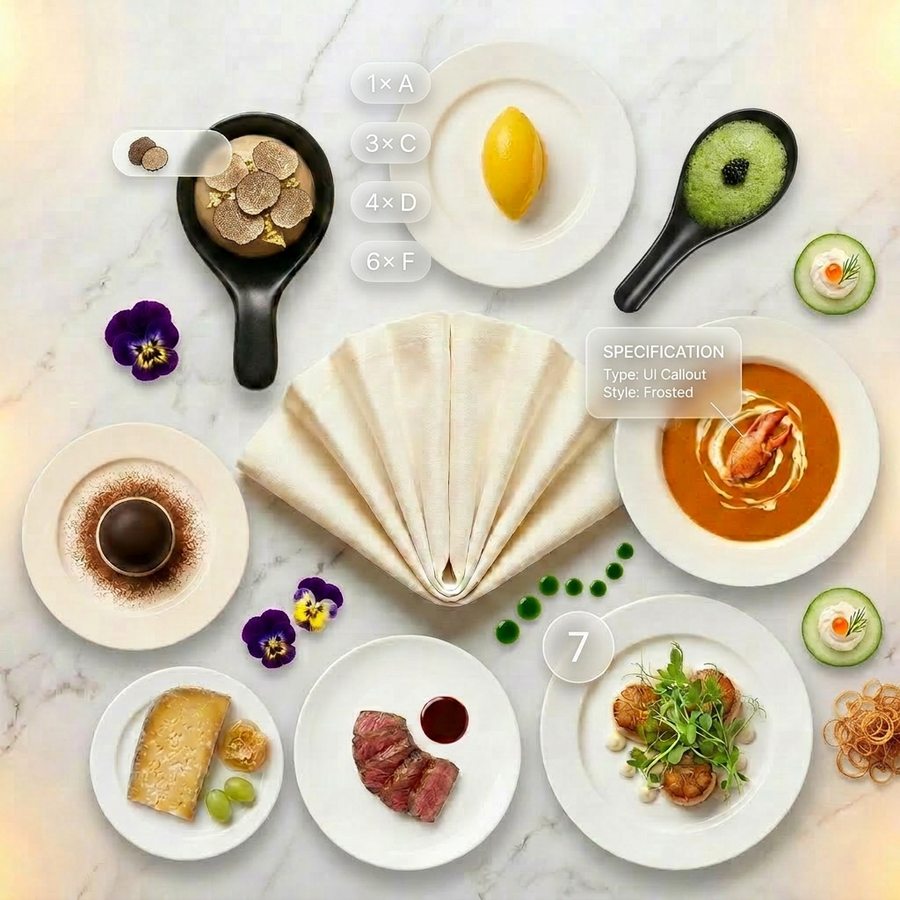 Fine-dining composition with precise count requirements